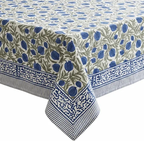 Vista 52 de ATOSII Amalfi - Mantel redondo de verano 100% algodón, estampado en bloques, para comedor, bodas, exteriores, fiestas, I Grand Millenial Farmhouse