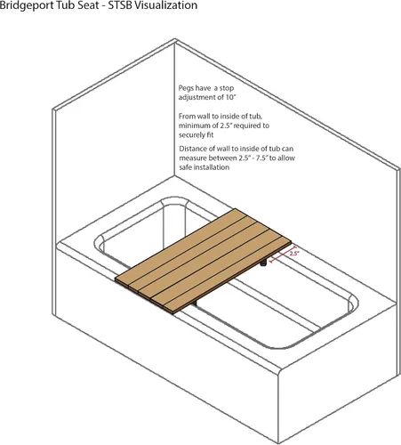Vista 9 de Asiento de bañera portátil extraíble Bridgeport de 27 pulgadas, madera de teca natural