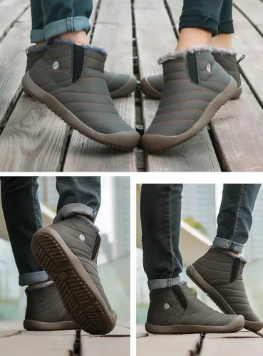 Vista 7 de Eagsouni Botas de nieve para hombre y mujer, zapatos de invierno, antideslizantes, resistentes al agua, totalmente forradas de piel, para exteriores