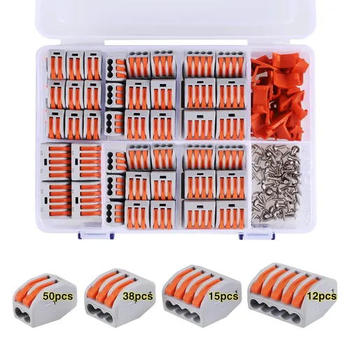 Vista 9 de Kit de surtido de 30 conectores eléctricos de alambre de palanca con tuercas, 28-12 AWG, combinación compacta de múltiples conductores de 2/3/5