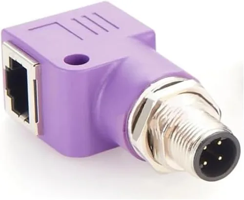 Vista 10 de Elecbee Adaptador de mamparo M12 a RJ45 impermeable M12 A Código 8 Pin hembra a RJ45 Jack de ángulo recto naranja