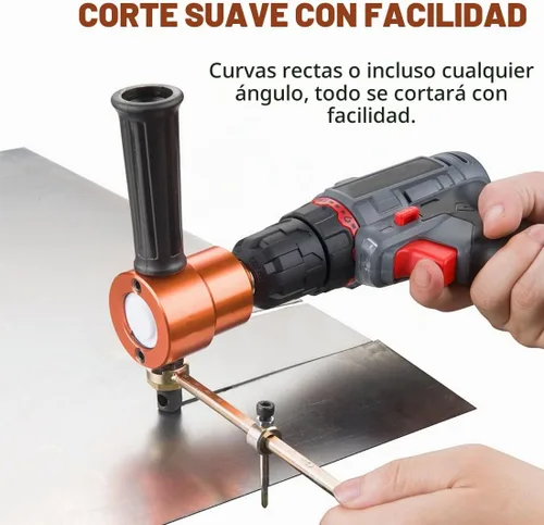 Vista 4 de Dicfeos Cortador de Chapa de Doble Cabezal, Accesorio Versátil de Taladro Roedor para Corte Recto, Curvo y Circular, Acero Máximo Calibre 14