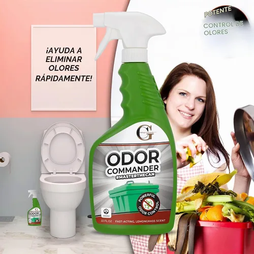 Vista 8 de Garbage Commander Odor Commander, botella de spray para control de olores, 22 onzas, aroma a hierba de limón, fabricada con orgullo en Canadá