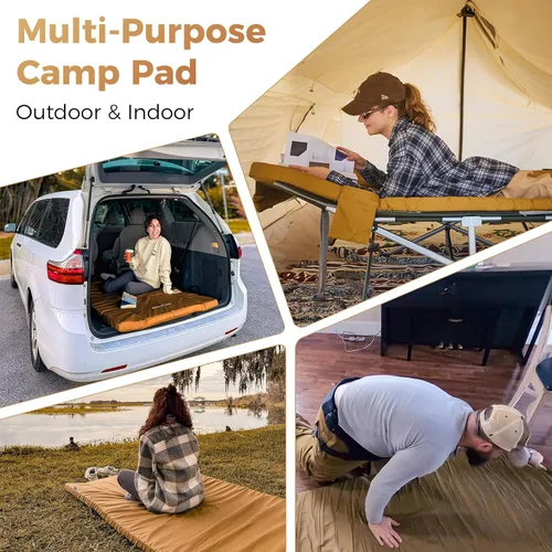 Vista 7 de KingCamp XXL Wide PU Foam Cot Mattress, Roll Up Camping Mattress for Cot Portable Twin Cot Pad with Roll Helper, For Cot Mat Travel Tuck Tent
