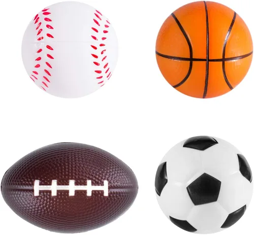 Vista 4 de Super Z Outlet Mini pelotas deportivas de espuma para niños y adultos, mini béisbol, fútbol, baloncesto, fútbol, estrés, decoración de fiesta