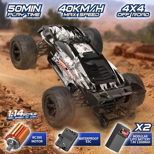 Vista 2 de X-TMAGA Vehículos RC Todo Terreno a Escala 1:14 para Adultos y Niños (HS14323), Máxima Velocidad de 40+ KPH, Camión RC Todo Terreno 4WD para Nieve