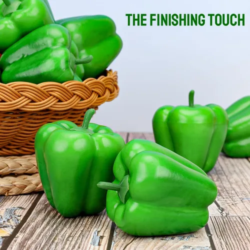 Vista 4 de Gresorth 8pcs Artificial Big Bell Pimienta Verde Decoración Vegetal Falso Casa Gabinete de Cocina