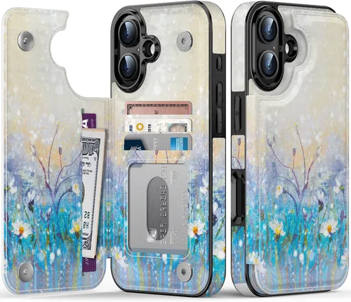 Vista 86 de LETO para iPhone 15 Pro Funda tipo cartera - Tapa tipo folio con patada - Diseños de moda - Tarjetero - Funda protectora para mujeres y niñas - 6.1