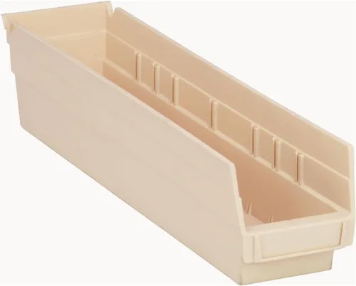 Vista 4 de Quantum Storage QSB103 - Contenedores de plástico anidables resistentes para farmacia, hospital y almacén, labio colgante y 7 ranuras divisoras, Azul