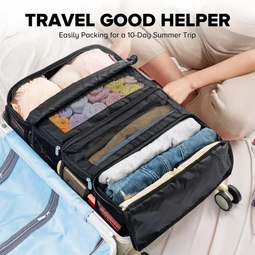 Vista 5 de Organizador de maleta, organizador de equipaje de viaje, estantes colgantes, cubo de embalajeorganizador de viaje portátil plegable para equipaje
