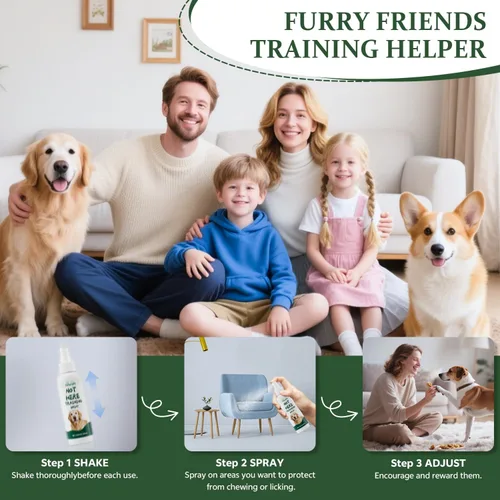 Vista 3 de Aerosol sin masticar para perros, paquete de 2 unidades de 3.4 fl oz, spray de manzana amarga para dejar de masticar, lamer, morder muebles
