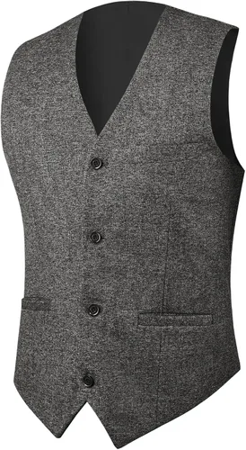 Vista 4 de MAGE MALE Traje de 3 piezas para hombre con solapa de muesca de un botón, ajuste delgado, con broche, Rojo Tomate