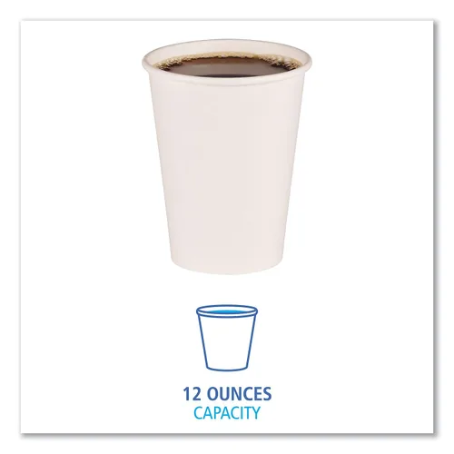 Vista 2 de Vasos calientes de papel, 12 oz, blanco, 50/manga, 20 mangas/cartón