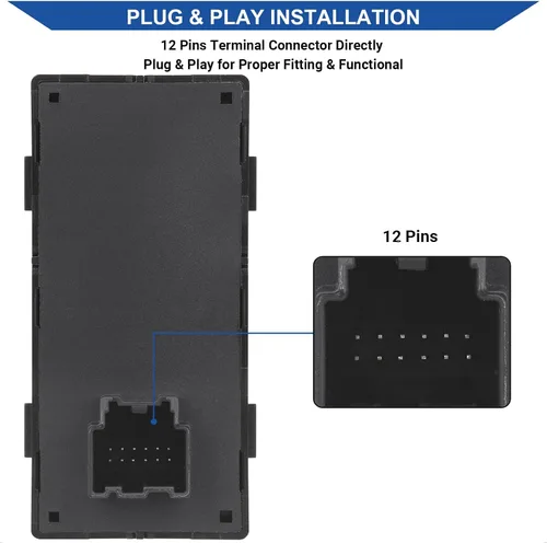 Vista 4 de Obaee Botón de control de potencia para interruptor de ventana compatible con Chevy Silverado 1500 2014-2021, Chevrolet Silverado y GMC Sierra 2500