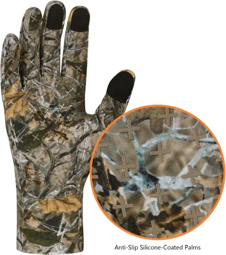 Vista 5 de BASSDASH Guantes de caza de camuflaje para hombres UPF 50+ Guantes ligeros con pantalla táctil para pesca, senderismo y actividades al aire libre