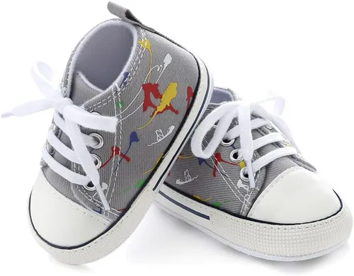 Vista 4 de Zapatos de lona suave unisex para bebés, niños y niñas, tenis antideslizantes ligeros para bebés recién nacidos