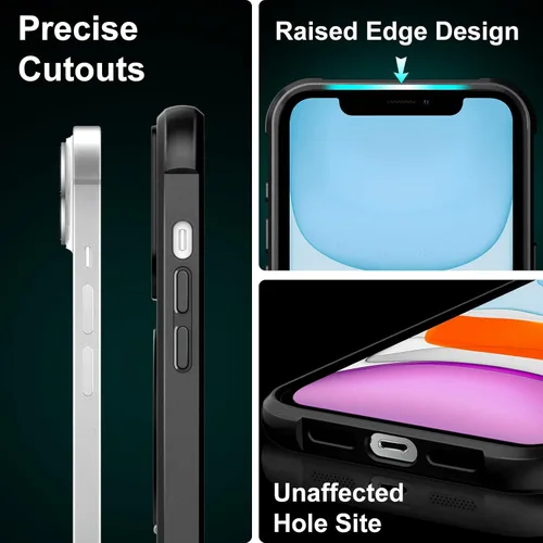 Vista 5 de UMIONE - Funda con diseño de anillo magnético giratorio de 360° para iPhone 11, soporte de bucle invisible integrado, compatible con Magsafe, funda