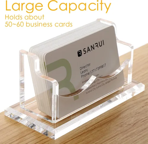 Vista 3 de SANRUI - Soporte para tarjetas de visita de acrílico para escritorio, soporte horizontal para tarjetas de presentación, soporte transparente
