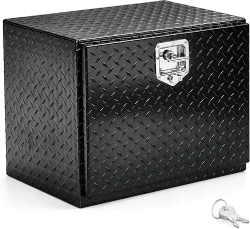 Vista 11 de TUFFIOM - Caja de herramientas de aluminio de 30 pulgadas para cama de camión, caja de herramientas resistente con placa de diamante para remolque