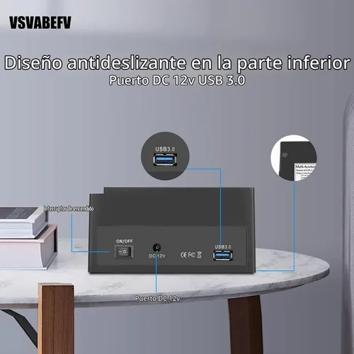 Vista 2 de IDE - Estación de acoplamiento para disco duro, lector de muelle de disco duro, caja de disco duro externo de 2.5 y 3.5 pulgadas, lector de tarjetas