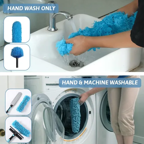 Vista 7 de MAYKI Plumeros de Alto Alcance de 20 Pies para Limpieza 5 PCS, Plumeros para Ventiladores de Techo con Poste de Extensión, Plumero para Telarañas