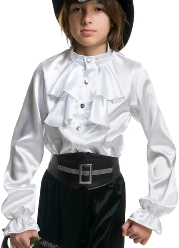 Vista 2 de Camisa pirata de satén con volantes de 2 niveles para niños