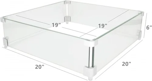 Vista 5 de FixtureDisplays® Protector de viento para hoguera de 20 x 20 pulgadas, cuadrado de 0.315 in de grosor, protector contra el viento para hogueras 997G