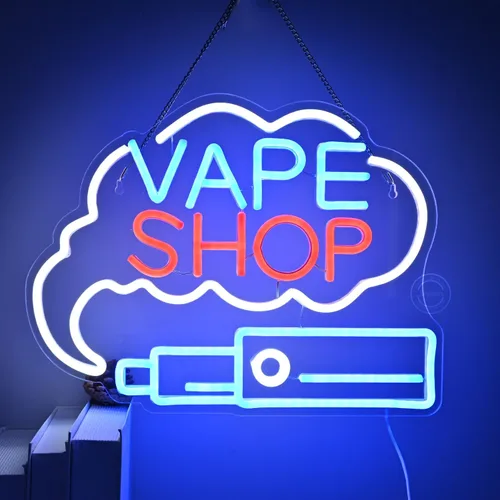 Vista 3 de Britrio VAPE Shop Letrero de neón para pared, decoración de humo, ventana de negocios, hogar, bar, oficina, dormitorio, cocina, cueva de hombre