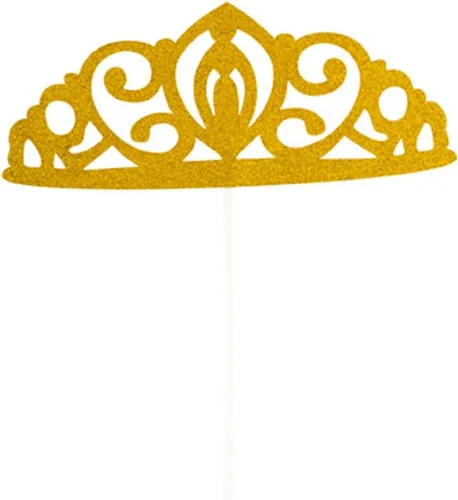 Vista 2 de Restaurantware Top Cake Toppers 8 x 3.8 pulgadas, 100 adornos de tiara para tartas, detalles de purpurina, cumpleaños, papel dorado, decoración
