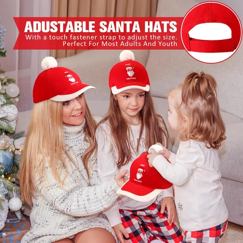 Vista 5 de Suhine 12 gorras de béisbol de Navidad, sombreros de Santa ajustables para adultos, gorra de golf para hombres, mujeres, adolescentes, vacaciones