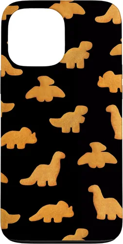 Vista 24 de iPhone 16 Dinos - Patrón de pepitas de pollo Divertida funda negra de dinosaurio realista