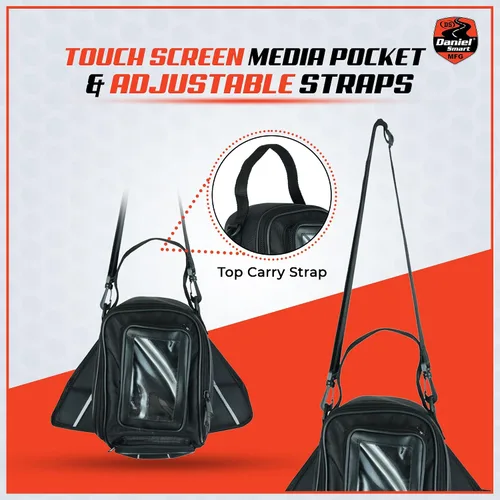 Vista 3 de Daniel Smart - Bolsa de tanque para motocicleta con bolsillo compatible con pantalla táctil, resistente al agua, bolsa magnética para teléfono