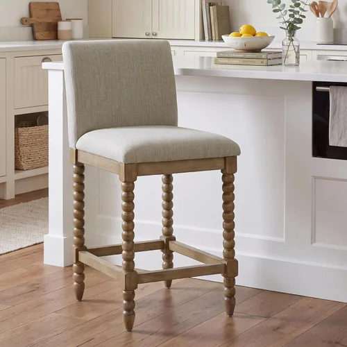 Vista 12 de DUHOME Taburete de mostrador de husillo con asiento acolchado de resorte, taburetes de bar de madera de granja de 26 pulgadas de altura de Negro/Azul