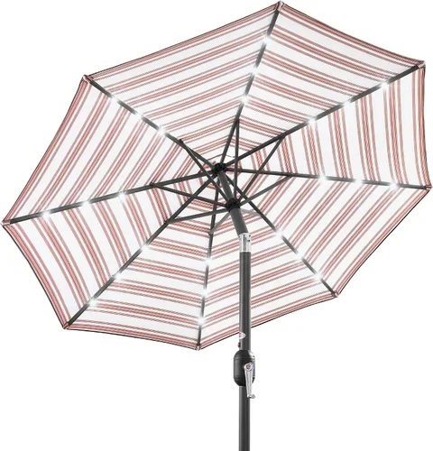 Vista 83 de Best Choice Products Sombrilla de Patio Solar de Poliéster con Luz LED de 10 pies con Ajuste de Inclinación y Tela Resistente a los Rayos UV - Gris