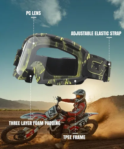 Vista 3 de CRG Sports Gafas de motocicleta ATV Dirt Bike Off Road Racing Motocross gafas para hombres, mujeres y adultos