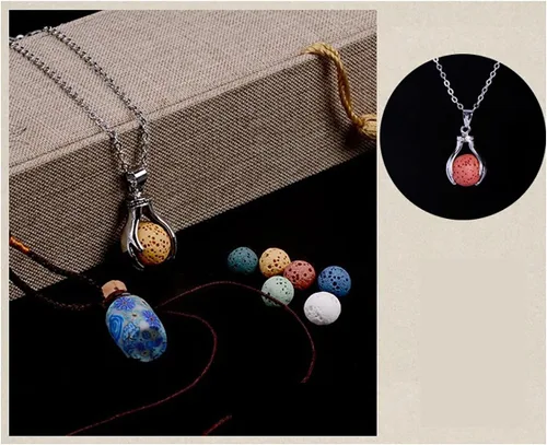 Vista 3 de Cuentas de piedra de lava de colores, cuentas redondas de roca volcánica, cuentas sueltas para collares, pulseras, joyas (marrón, 0.24 pulgadas)