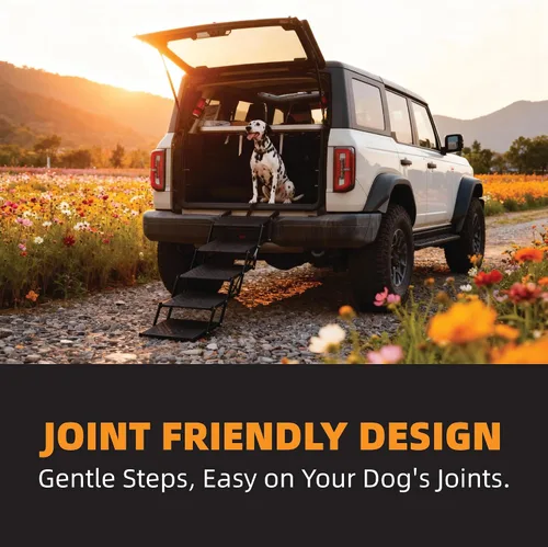 Vista 5 de Dog Stairs - Rampa plegable para perros de 5 escalones con superficie antideslizante, escalones portátiles para perros, SUV y camiones, soporta