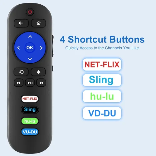 Vista 5 de Paquete de 2 controles remotos de repuesto compatibles con todos los controles remotos TCL Roku TV, RC280 RC282 para TCL 28 32 40 43 48 49 50 55 65