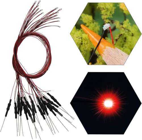 Vista 14 de L0603B 20pcs pre-cableado SMD LED 0603 Bule Diodo emisor de luz 12V Micro Litz Cable Cable Longitud 7.8 pulgadas (7.9 in) para DIY Manual