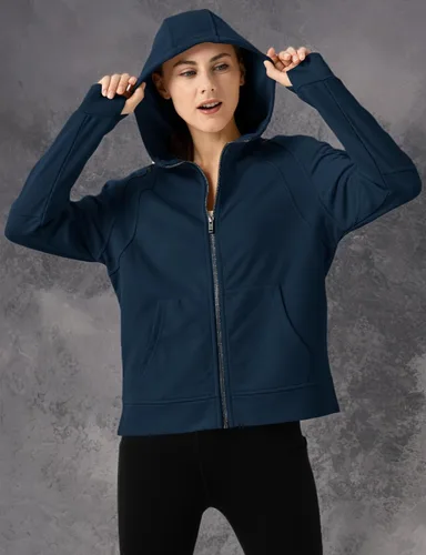 Vista 16 de Rdruko Sudadera con capucha y cremallera completa para mujer, con agujero para el pulgar, de algodón, con cremallera frontal, suave, ligera