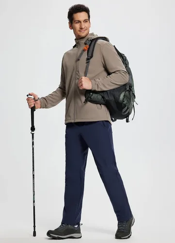 Vista 6 de BALEAF Pantalones cargo de senderismo con forro polar para hombre, impermeables, softshell y bolsillos con cremallera