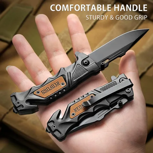 Vista 7 de NedFoss Cuchillo plegable de bolsillo DA75 Mini, cuchillo de bolsillo 3 en 1 para hombres, cuchillo de supervivencia de 2.95 pulgadas con cierre