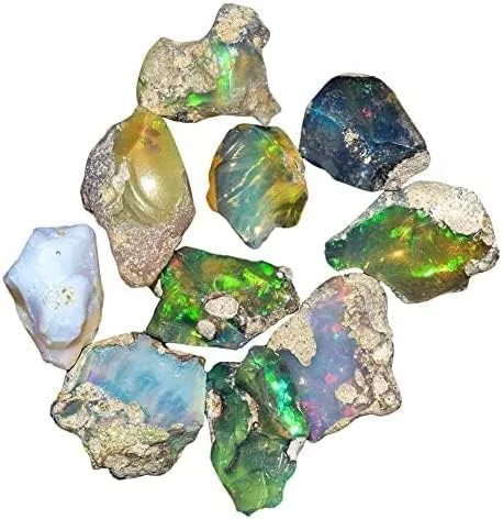 Vista 2 de VEERUKDI - Piedra gema de ópalo etíope natural crudo de 150.00 quilates, cristales, piedras preciosas para hacer joyas, ópalo llamativo ultra fuego