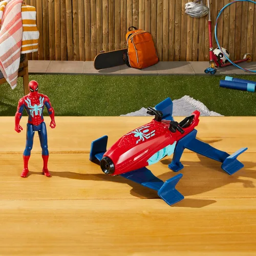 Vista 4 de Marvel Epic Hero Series Web Splashers Spider-Man Hydro Jet Blast, figura de acción de 4 pulgadas y juego de vehículos, juguetes de superhéroes