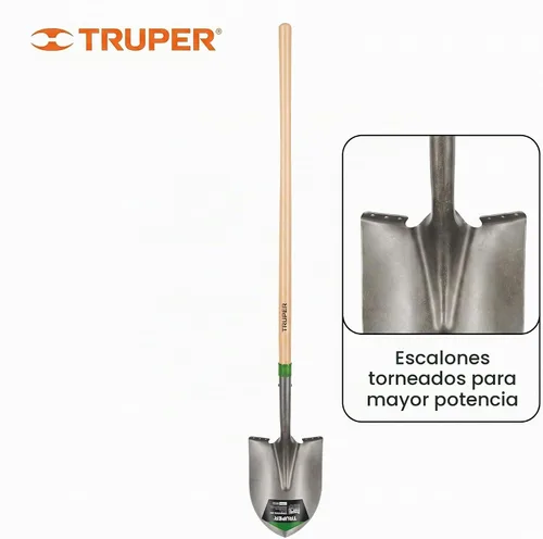 Vista 3 de Truper 33037 Tru Tough Pala de punta redonda con mango de fresno norteamericano de 48