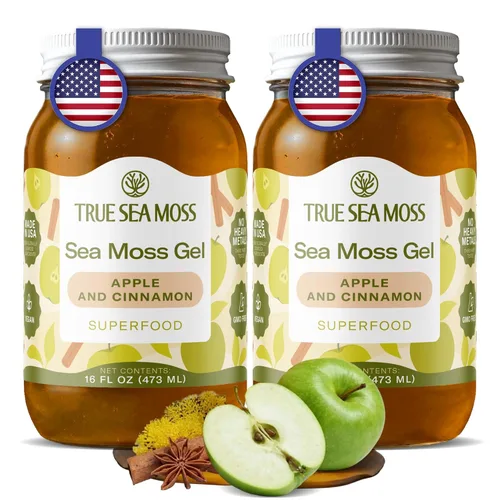 Vista 25 de TrueSeaMoss Gel de musgo marino – hecho en EE. UU. – Musgo marino silvestre, frutas y verduras en frasco – Manzana/Canela, paquete de 1