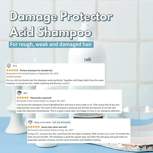 Vista 3 de LADOR Champú ácido protector de daños (2 x 5.07 onzas líquidas) - Formulación ácida de pH 4.5 para equilibrio de pH del cabello y cuero cabelludo