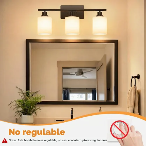 Vista 3 de Brightever Bombillas LED G25 equivalentes a 60 W, bombillas LED de globo blanco cálido de 2700 K con base E26 para baño, bombilla redonda de 5 W