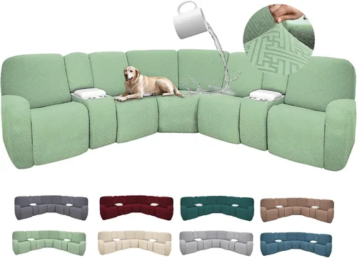 Vista 113 de Fundas de sofá reclinable seccional 100% impermeables para sofá reclinable en forma de L, funda de sofá modular de esquina en forma de L, fundas