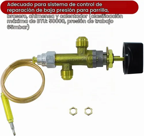 Vista 6 de MENSI Kit de válvula de control de seguridad de baja presión para chimenea de gas propano GLP, fogata, falla de llama, con ajuste